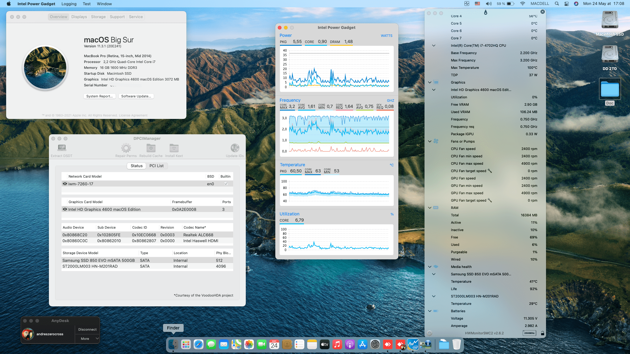 Success Hackintosh macOS Big Sur 11.13.1 Build 20E241 in Dell XPS 15 9530